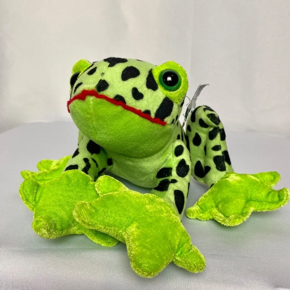 NWT Pair of Cal plush Green | Yellow Cuddly Soft Plush Animal Spotted Frogs